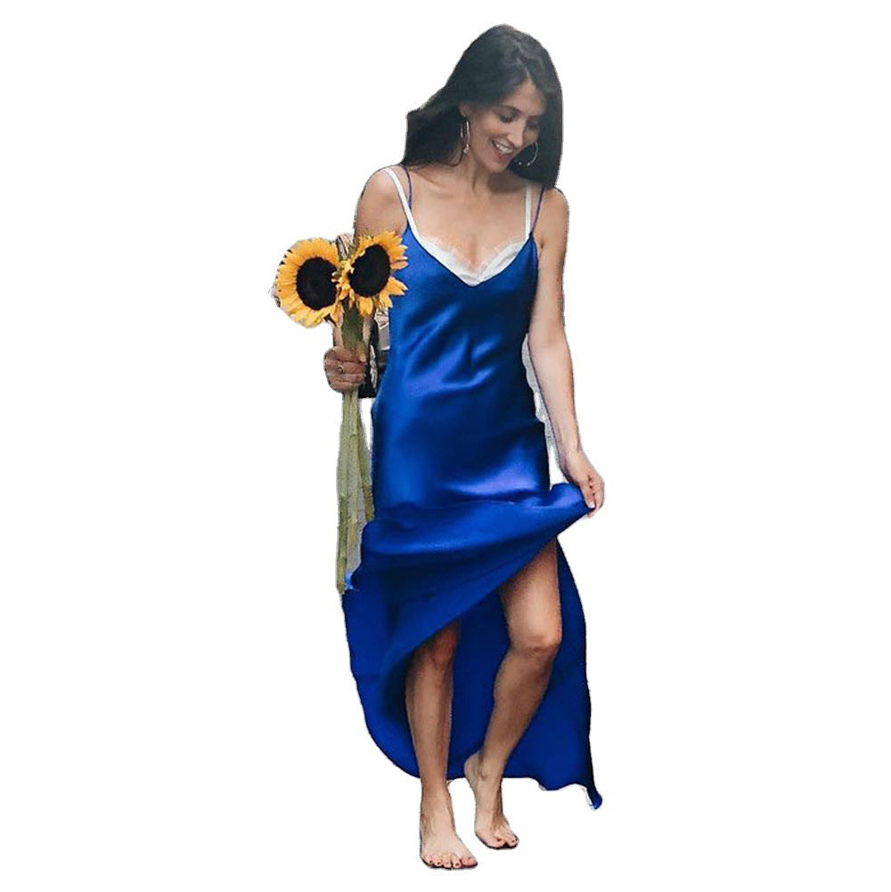 Damen Elegantes Maxikleid mit schmalen Spaghetti-Trägern und fließendem Schnitt Stalluxe