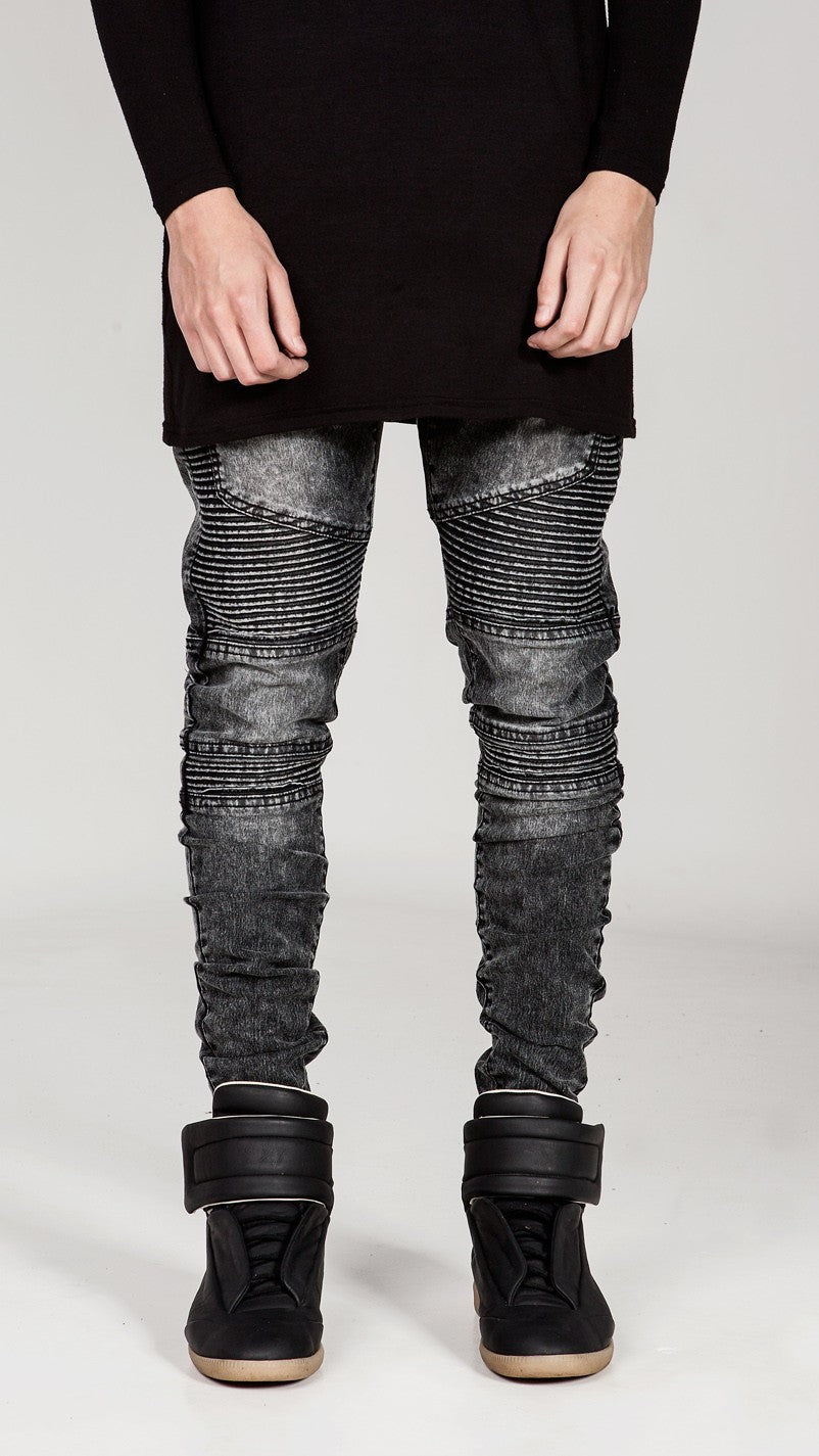 Herren Skinny Jeans mit strukturierten Steppnähten Stalluxe