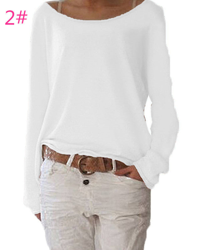 Damen lässiges Langarmshirt mit weitem Halsausschnitt und geschmeidiger Textur Stalluxe