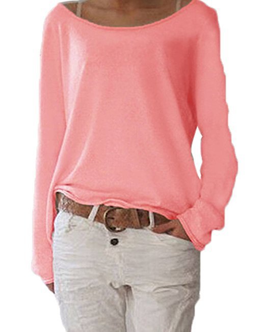 Damen lässiges Langarmshirt mit weitem Halsausschnitt und geschmeidiger Textur Stalluxe