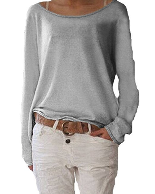 Damen lässiges Langarmshirt mit weitem Halsausschnitt und geschmeidiger Textur Stalluxe