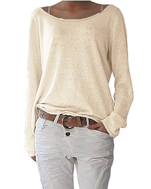 Damen lässiges Langarmshirt mit weitem Halsausschnitt und geschmeidiger Textur Stalluxe