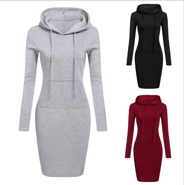Damen Hoodie-Kleid mit praktischen Taschen und Kapuze Stalluxe