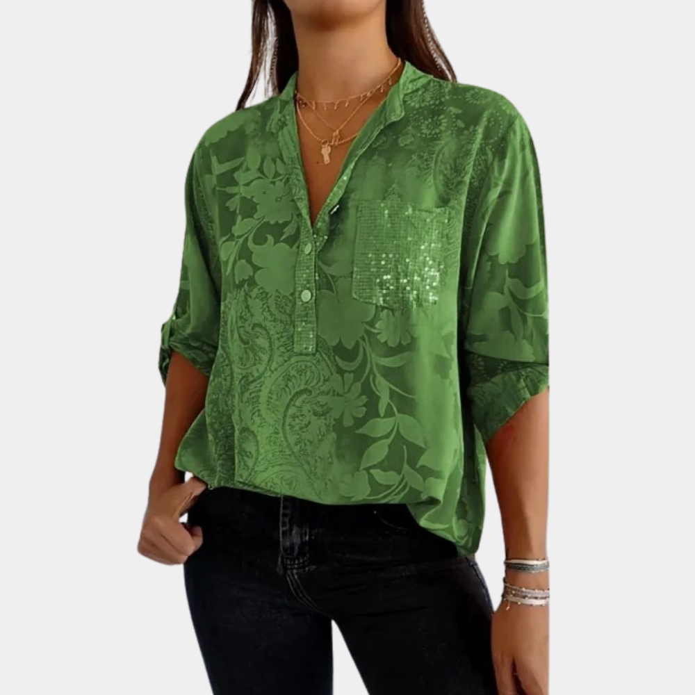 Edith - Elegante Damenbluse mit Verstellbaren Ärmeln für Festliche Anlässe-4