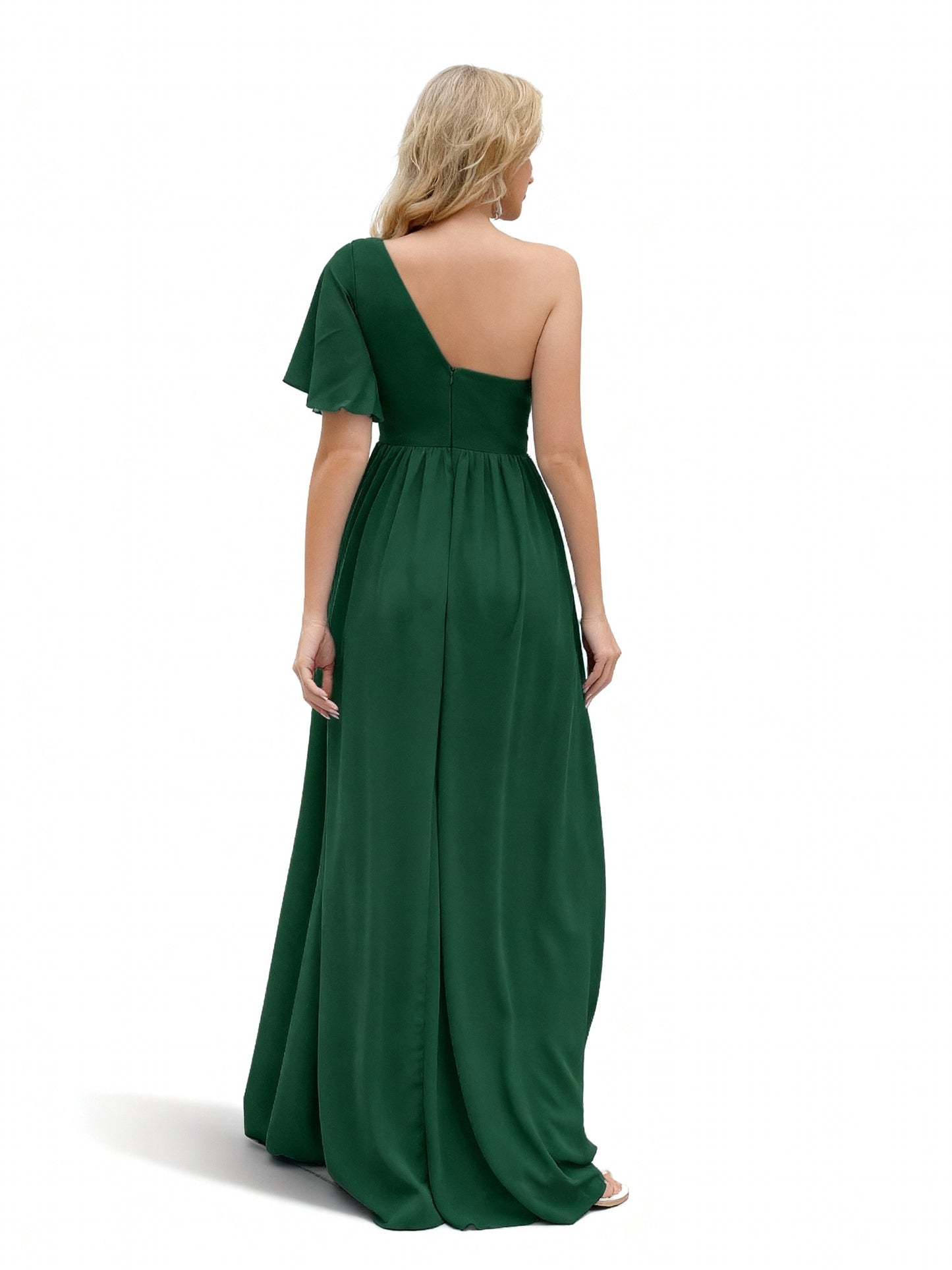 Stalluxe | Ein Schulter Brautjungfernkleid mit Rüschenärmeln