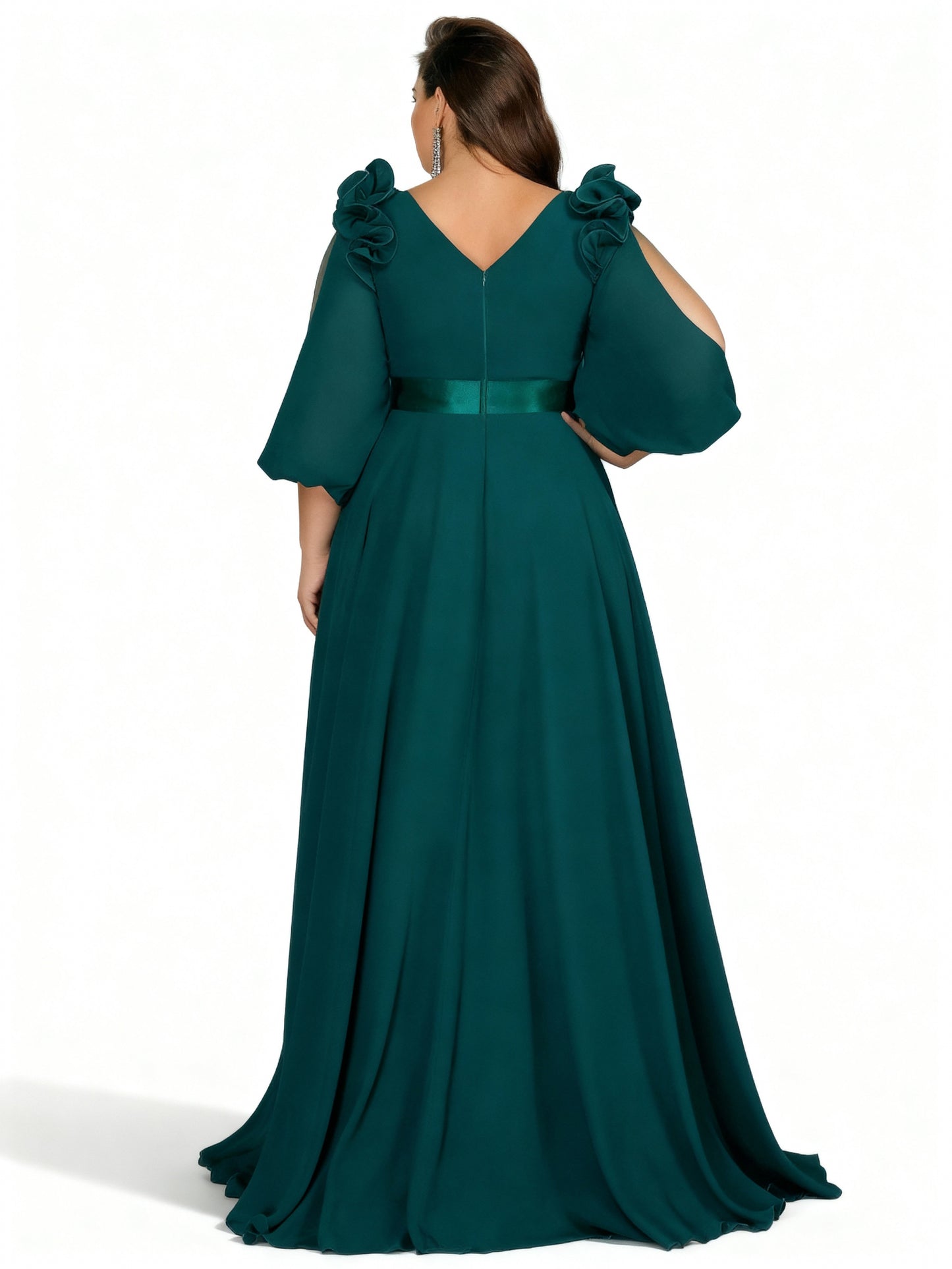 Stalluxe | Elegantes Chiffon-Maxikleid mit V-Ausschnitt