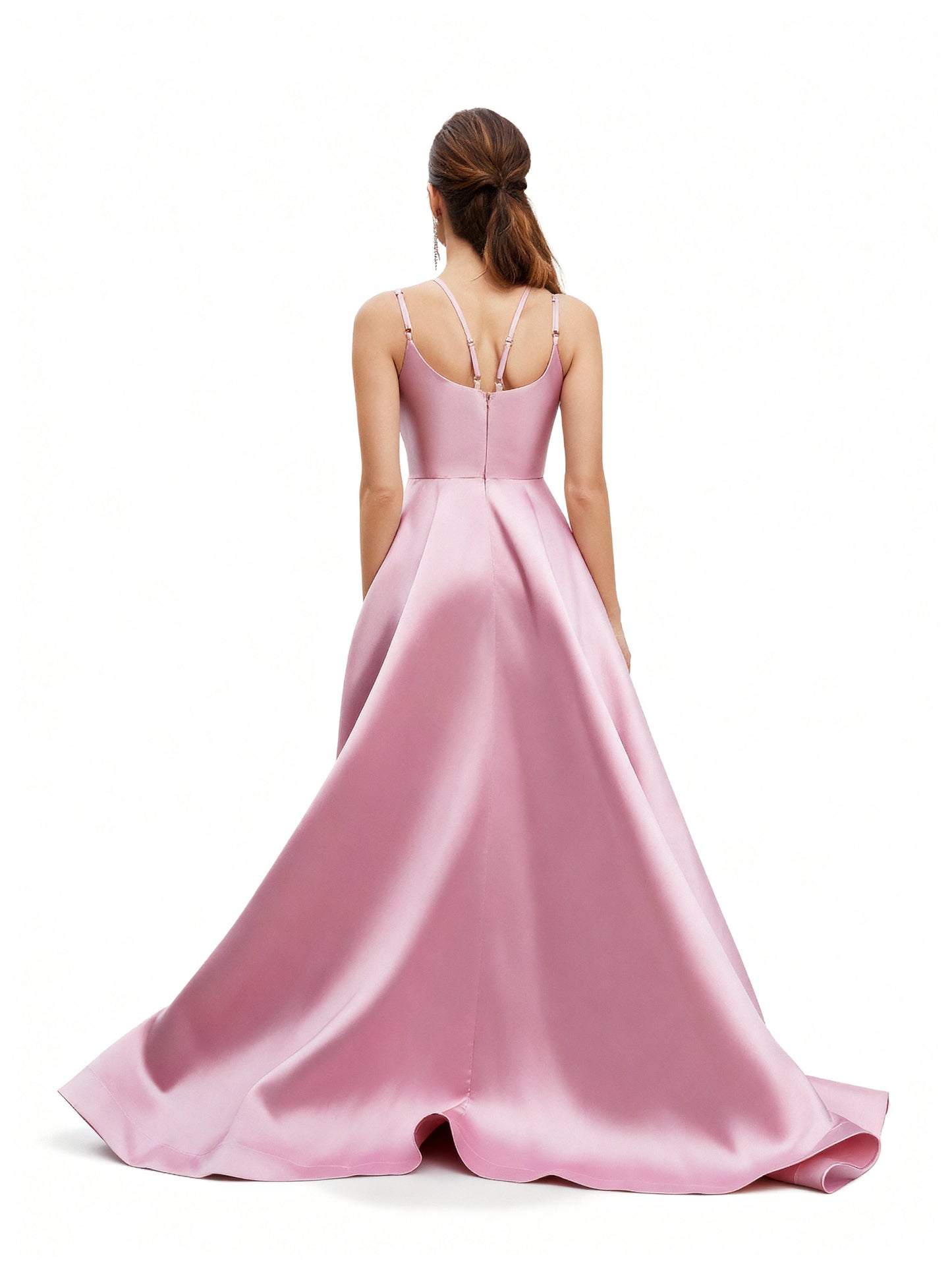 Stalluxe | Rosafarbenes Neckholderkleid mit Schlitz