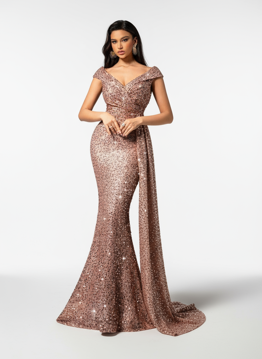 Stalluxe | Sommerliches V-Ausschnitt-Kleid mit Pailletten-Trägern