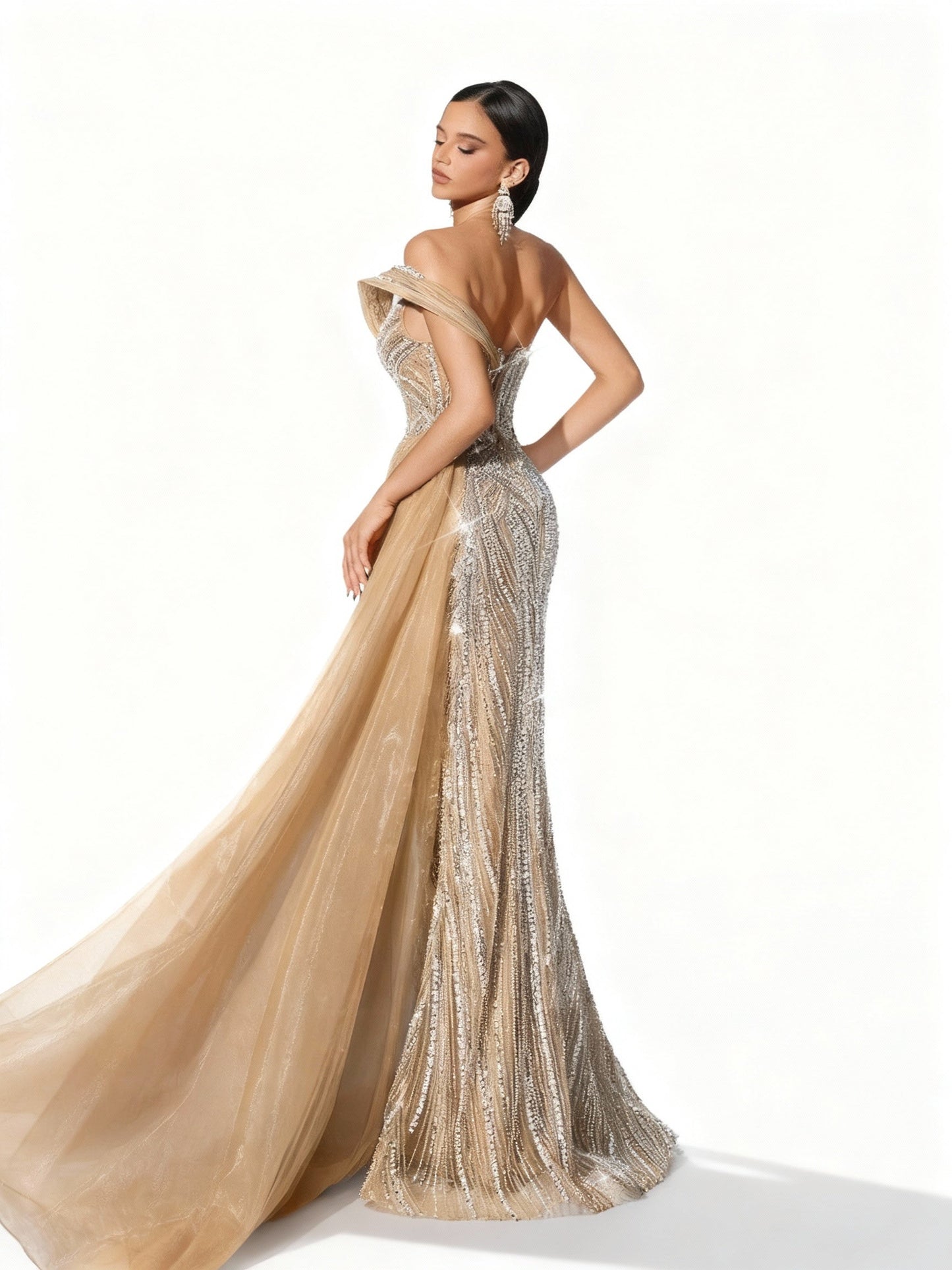 Stalluxe | Trägerloses Paillettenkleid mit Meerjungfrauen-Saum