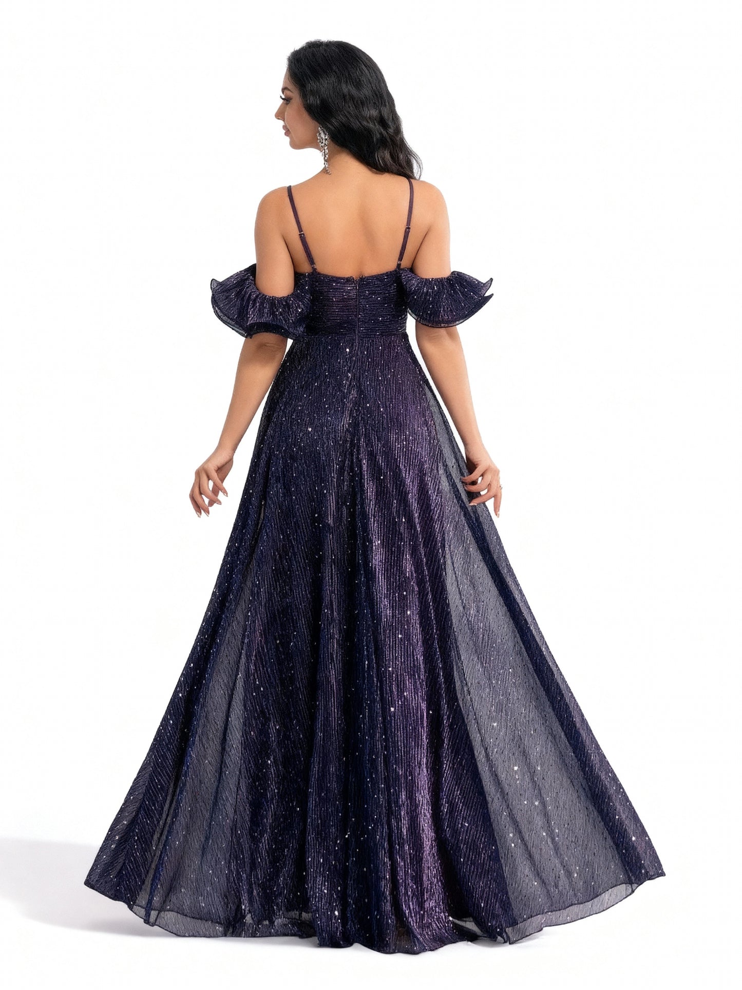 Stalluxe | Lila Glitzerkleid aus Mesh ohne Träger