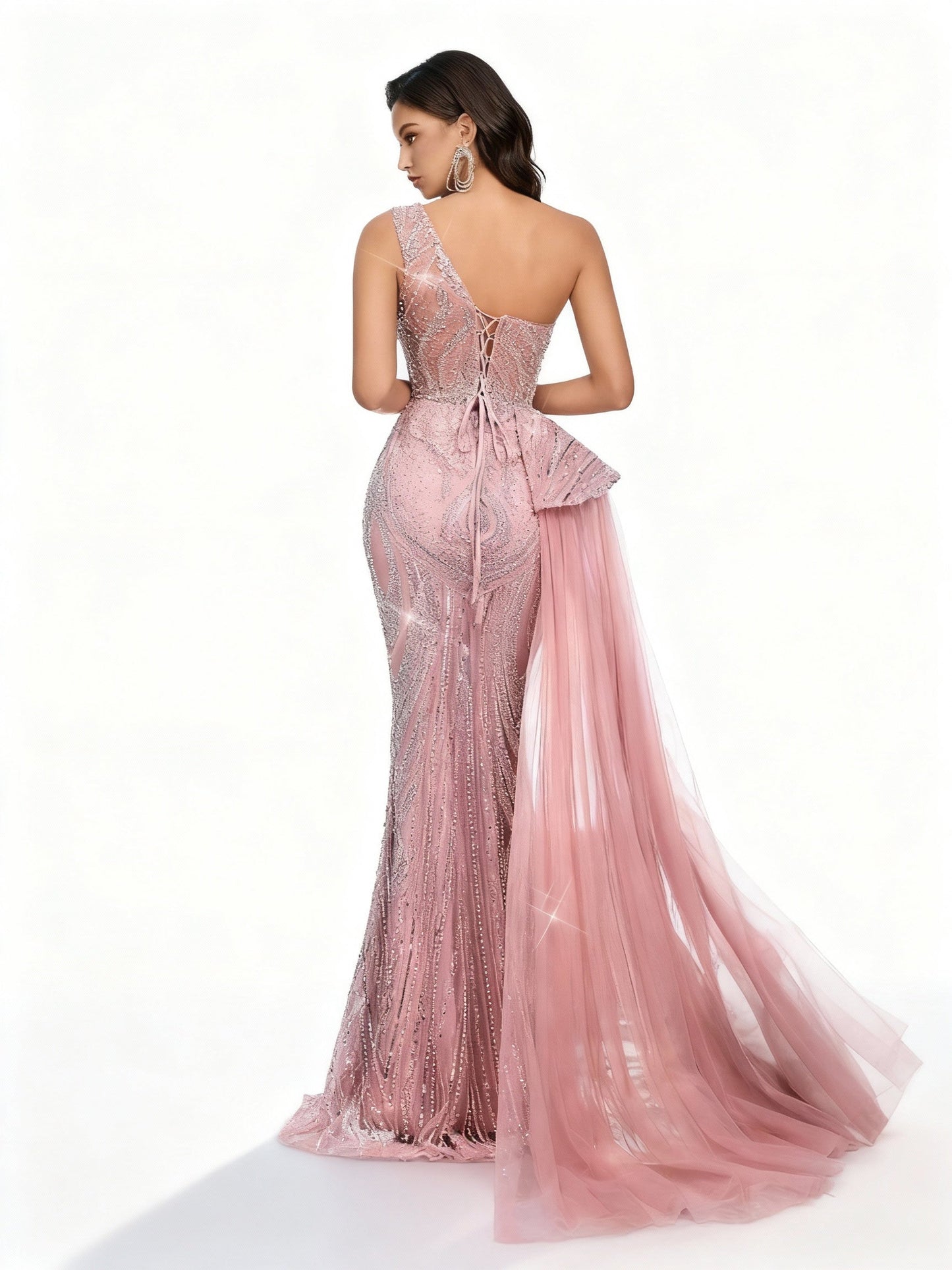 Stalluxe | Rosa Perlenkleid mit Rückenbindung