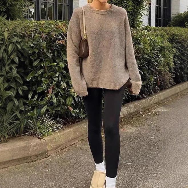 Damen Gemütlicher Strickpullover mit weitem Schnitt und Rundhalsausschnitt Stalluxe