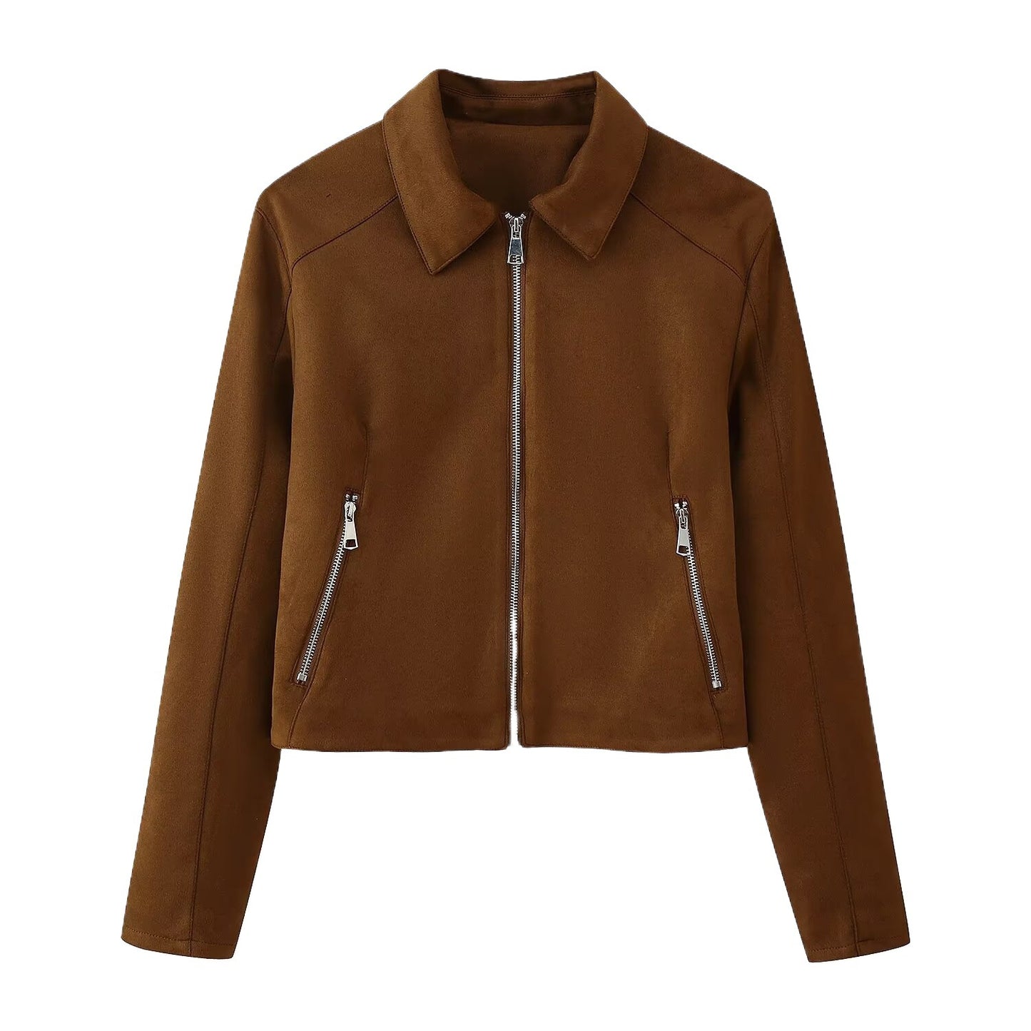 Damen trendige Bikerjacke mit zwei praktischen Reißverschlusstaschen und elegantem Kragen Stalluxe