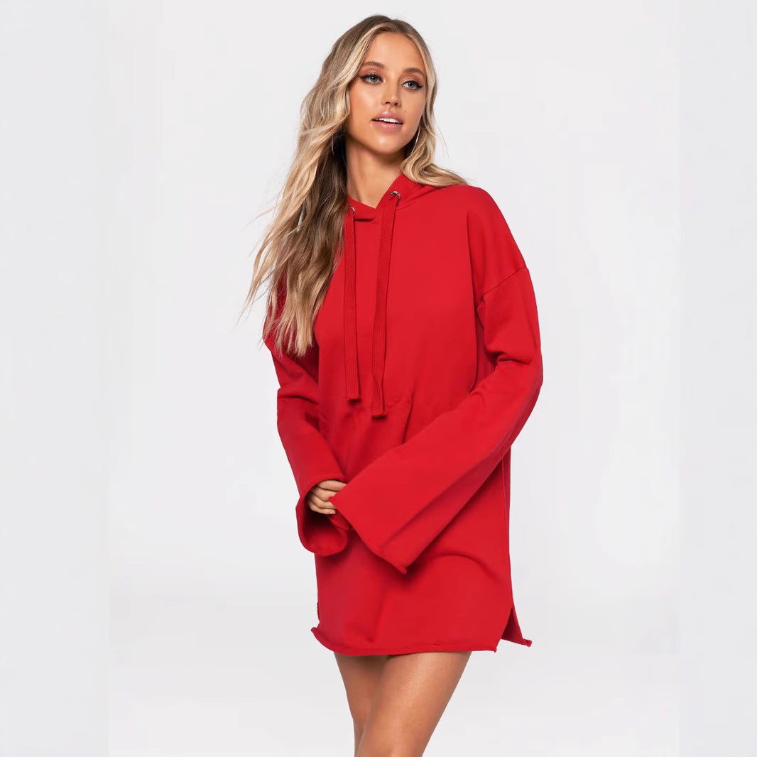 Damen lässiges Oversized Hoodie-Kleid mit Kapuze und langen Ärmeln Stalluxe