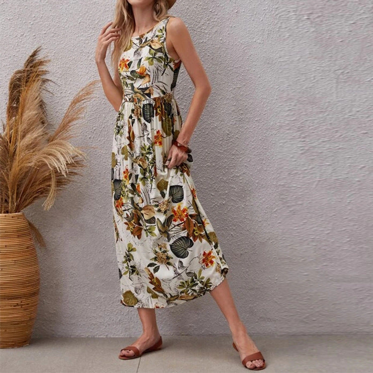 Damen Maxikleid mit floralem Design und schwingendem Saum Stalluxe