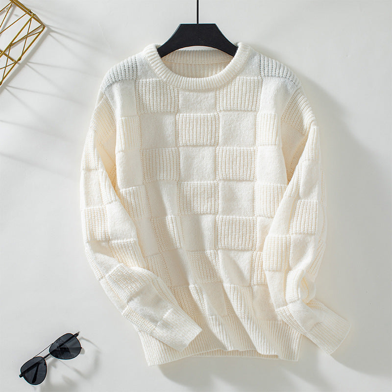 Damen Strickpullover mit modischem Karomuster und lässigem Schnitt Stalluxe