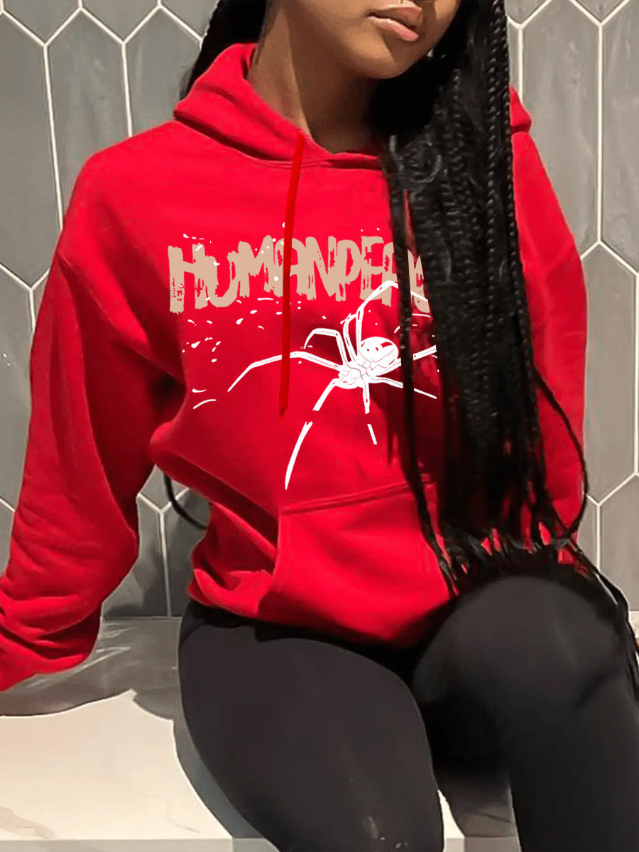 Damen Kapuzenpullover mit kreativem Spinnenmotiv und bequemer Passform Stalluxe