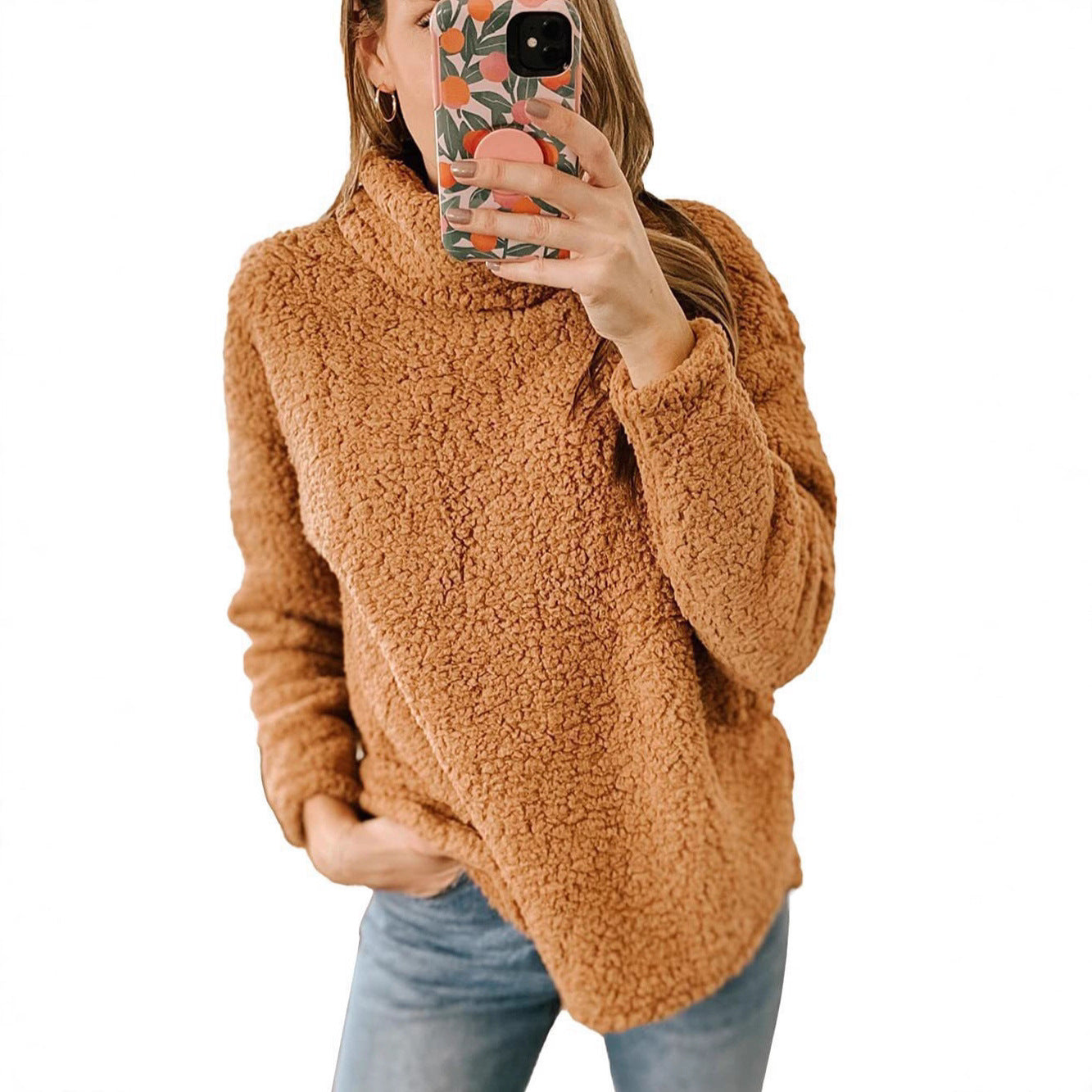 Damen kuscheliger Fleece-Pullover mit hohem Kragen Stalluxe