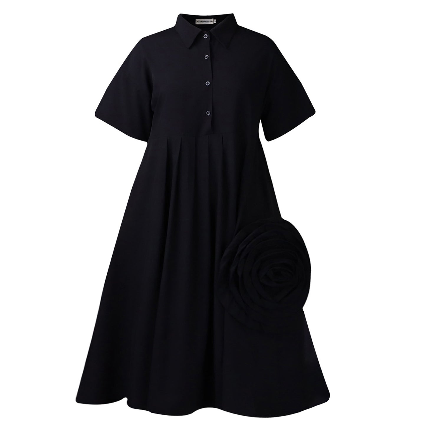 Damen A-Linien Kleid mit voluminösem Blumendetail Stalluxe