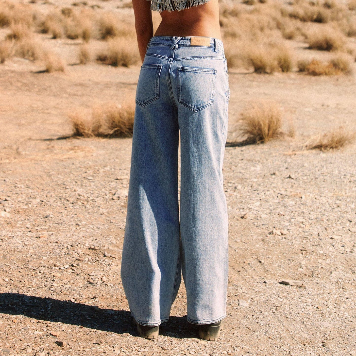 Damen Weitgeschnittene Jeans mit hohem Bund und sanften Ausbleichungen Stalluxe