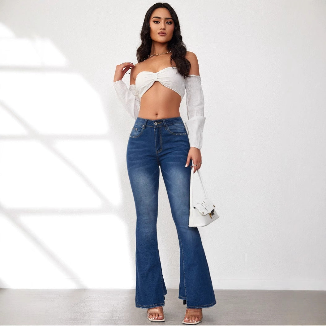 Damen Flared Jeans mit hohem Bund und eleganter Schnittführung Stalluxe