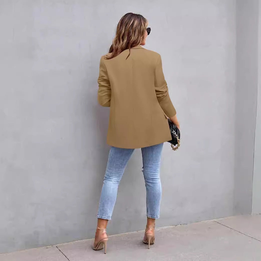Damen trendiger Blazer mit tailliertem Schnitt und großen Taschen Stalluxe