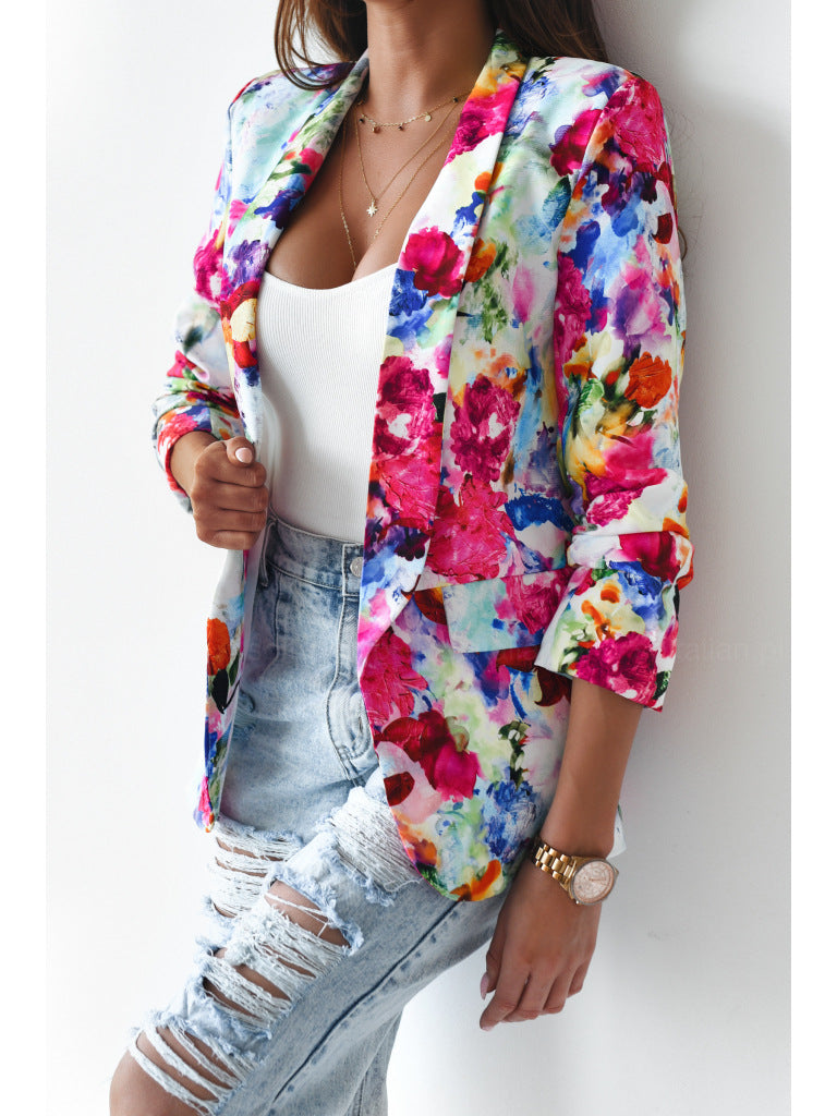 Damen Floral Druck Blazer Stalluxe
