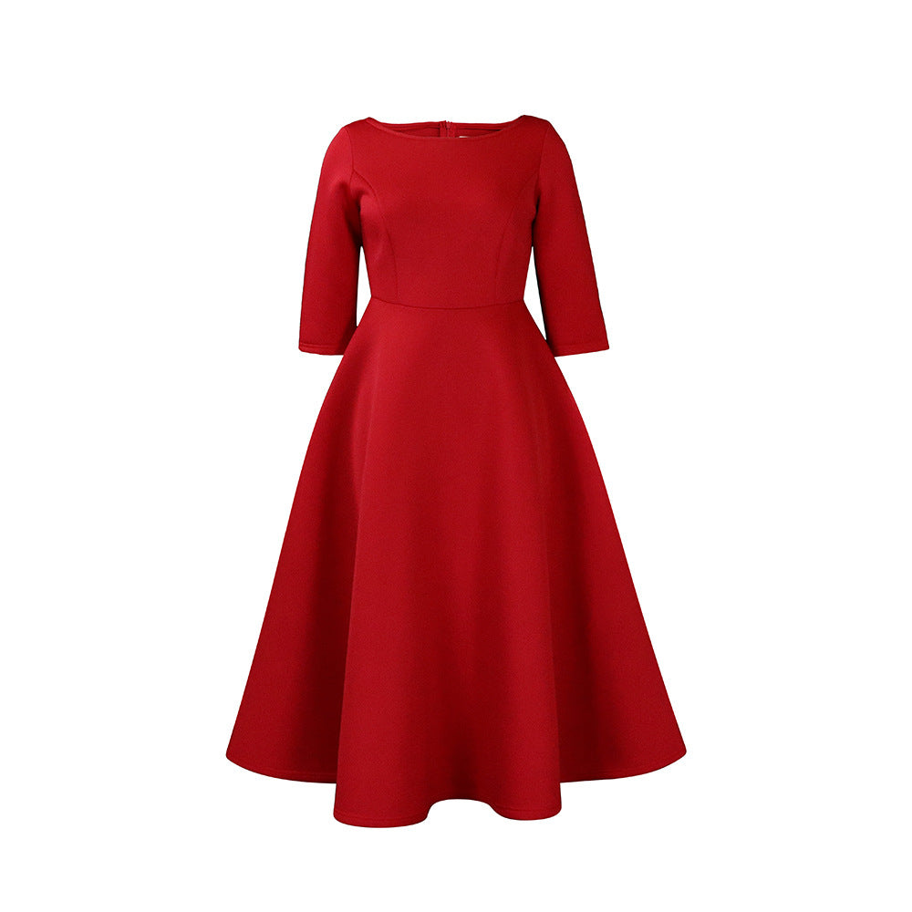 Damen elegantes Cocktailkleid mit A-Linien Schnitt und halblangen Ärmeln Stalluxe