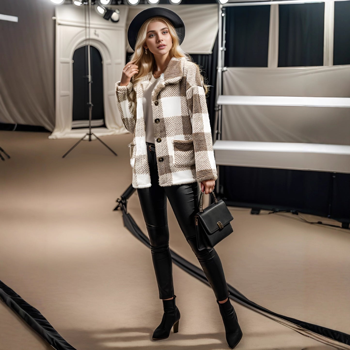 Damen Gemusterte Fleecejacke mit komfortablem Schnitt und großen Taschen Stalluxe