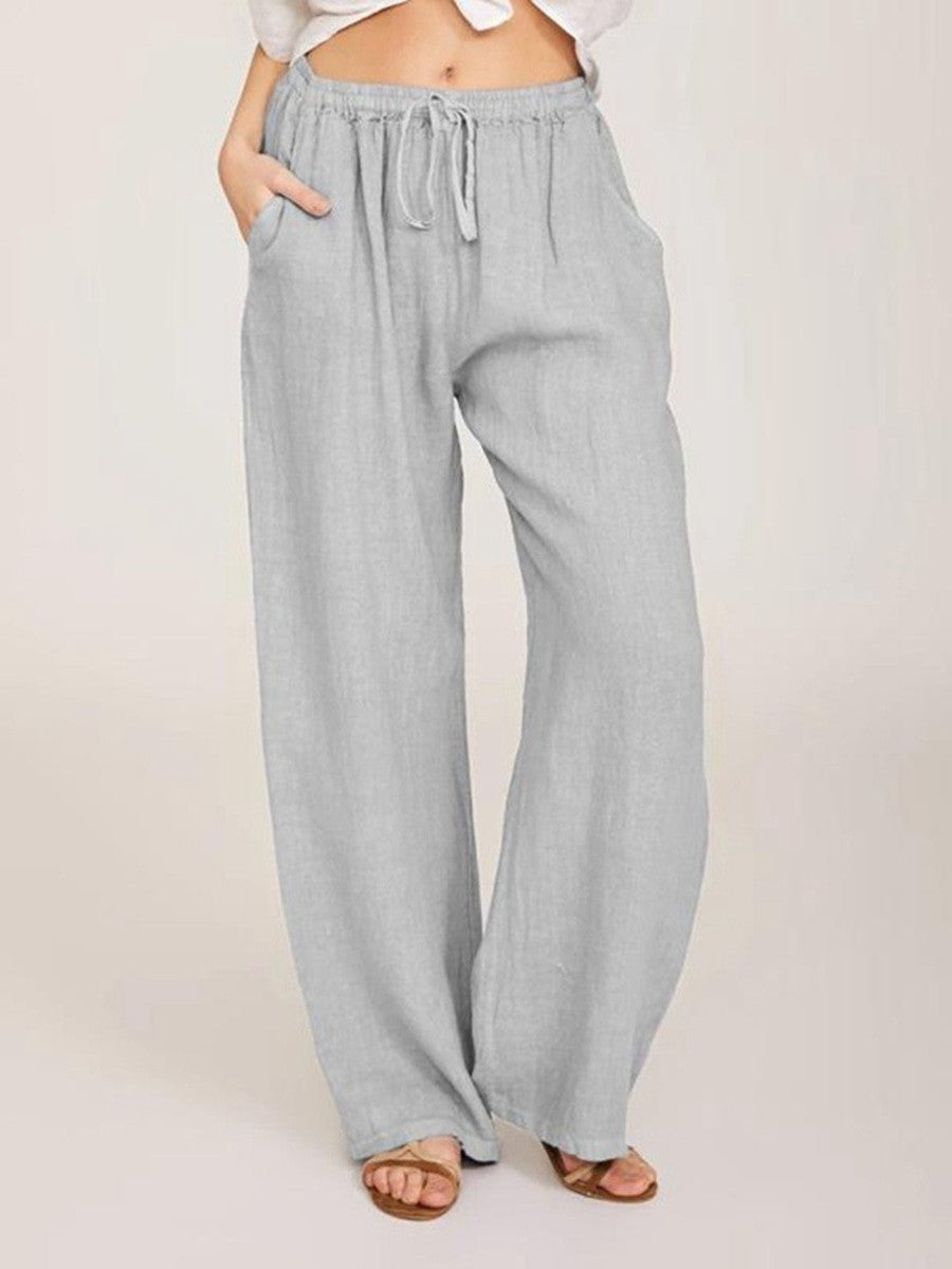 Damen Leinenhose mit weitem Bein und praktischen Seitentaschen Stalluxe