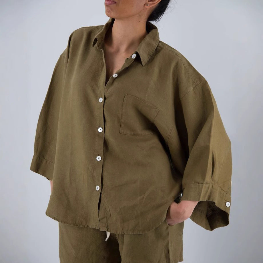 Damen lässige Leinenbluse Stalluxe