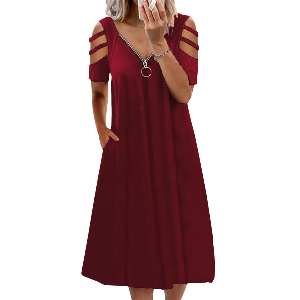 Damen Kleid mit offenen Schultern und tiefem V-Ausschnitt Stalluxe