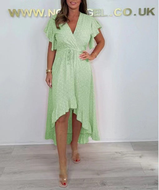 Women's High-Low Ruffled Wrap Dress Stalluxe