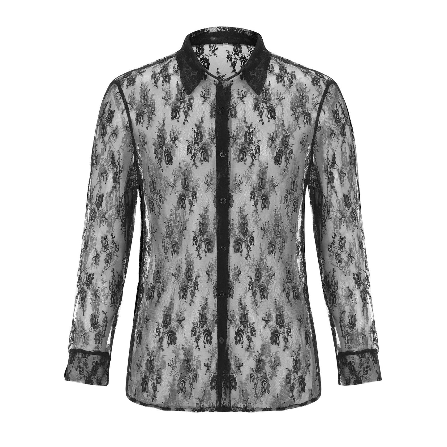 Damen Transparente Bluse mit floralen Spitzenmuster Stalluxe