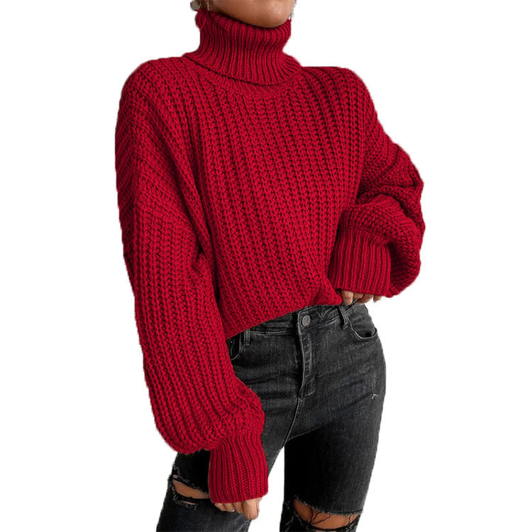 Damen Grobstrickpullover mit hohem Kragen und lässigem Schnitt Stalluxe