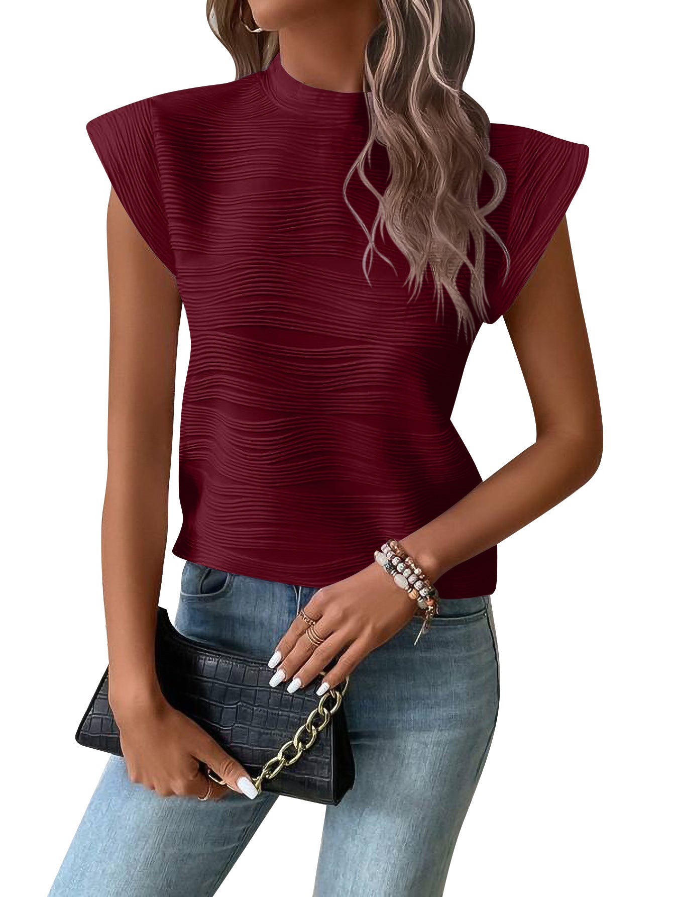 Damen elegantes Top mit strukturiertem Design Stalluxe