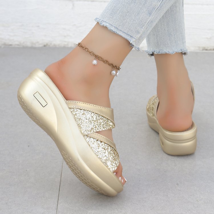 Damen Komfortable Sandalen mit glitzerndem Riemendesign Stalluxe