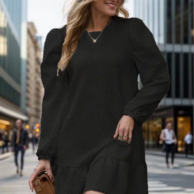Damen lässiges Sweatkleid mit Puffärmeln und Volantdetails Stalluxe