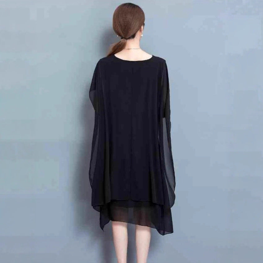Damen asymmetrisches Chiffonkleid mit fließendem Schnitt Stalluxe