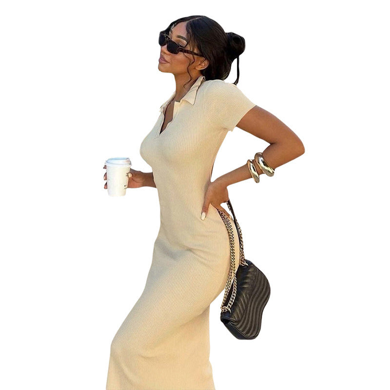 Damen figurbetontes Midi-Kleid mit V-Ausschnitt Stalluxe