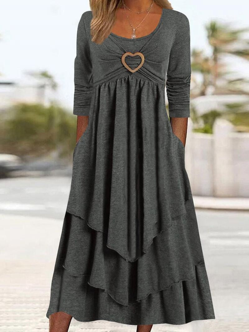 Damen lässiges Maxikleid mit bezauberndem Herzdetail und praktischen Taschen Stalluxe