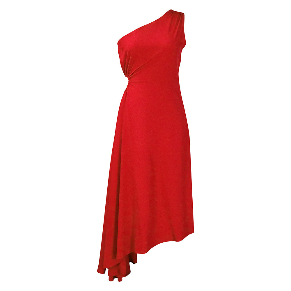 Damen Asymmetrisches Abendkleid mit gefaltetem Saum Stalluxe