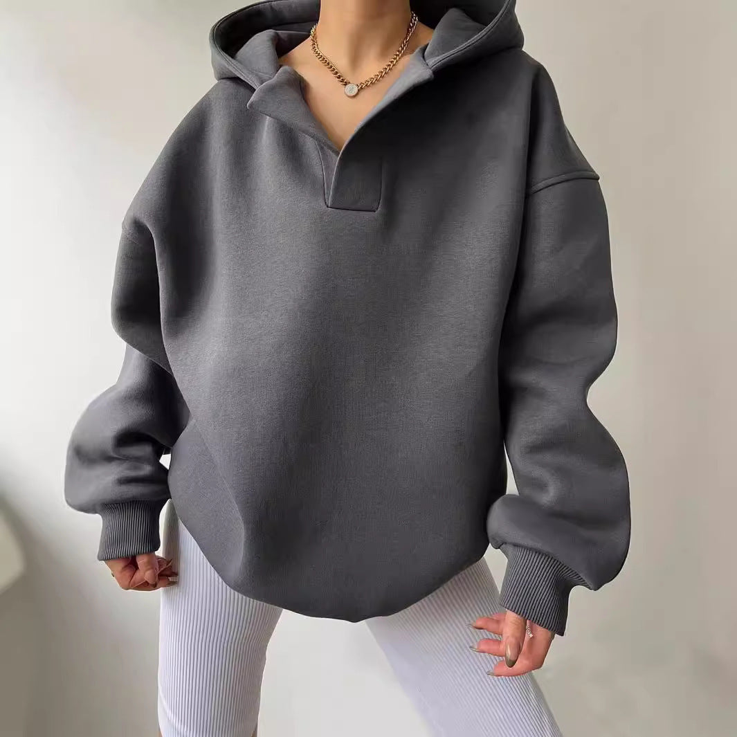 Damen Oversize Hoodie mit modernem Kragen und weichem Innenfutter Stalluxe