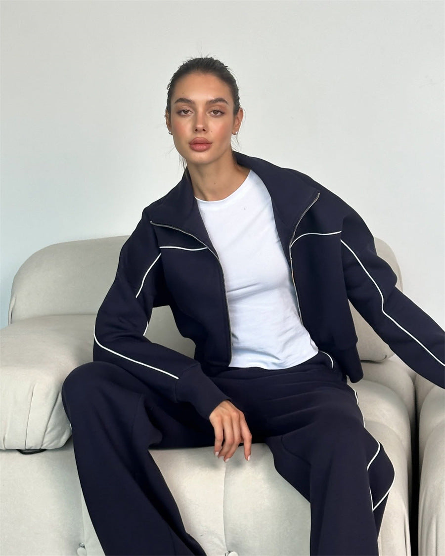 Damen sportliches Freizeitanzug-Set mit stylischem Schnitt und Kontrastnähten Stalluxe