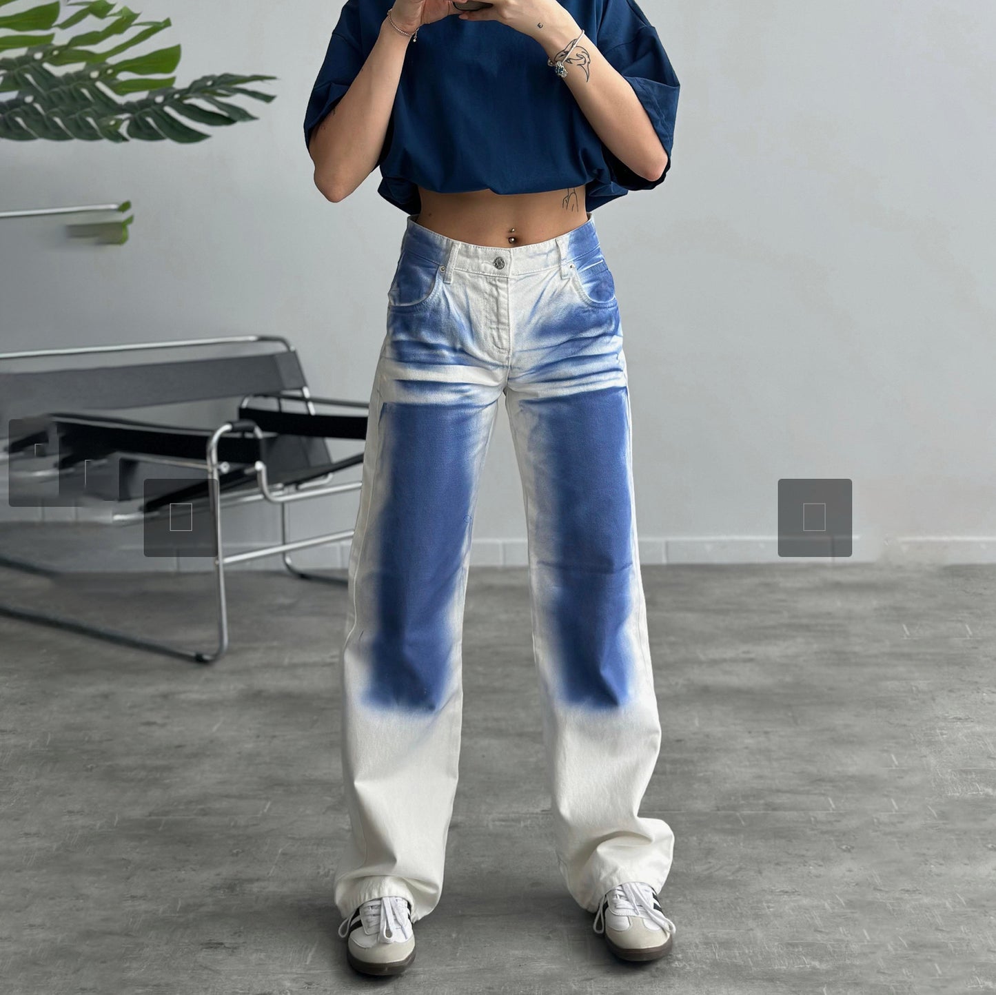 Damen Baggy Jeans im einzigartigen Batikdesign Stalluxe