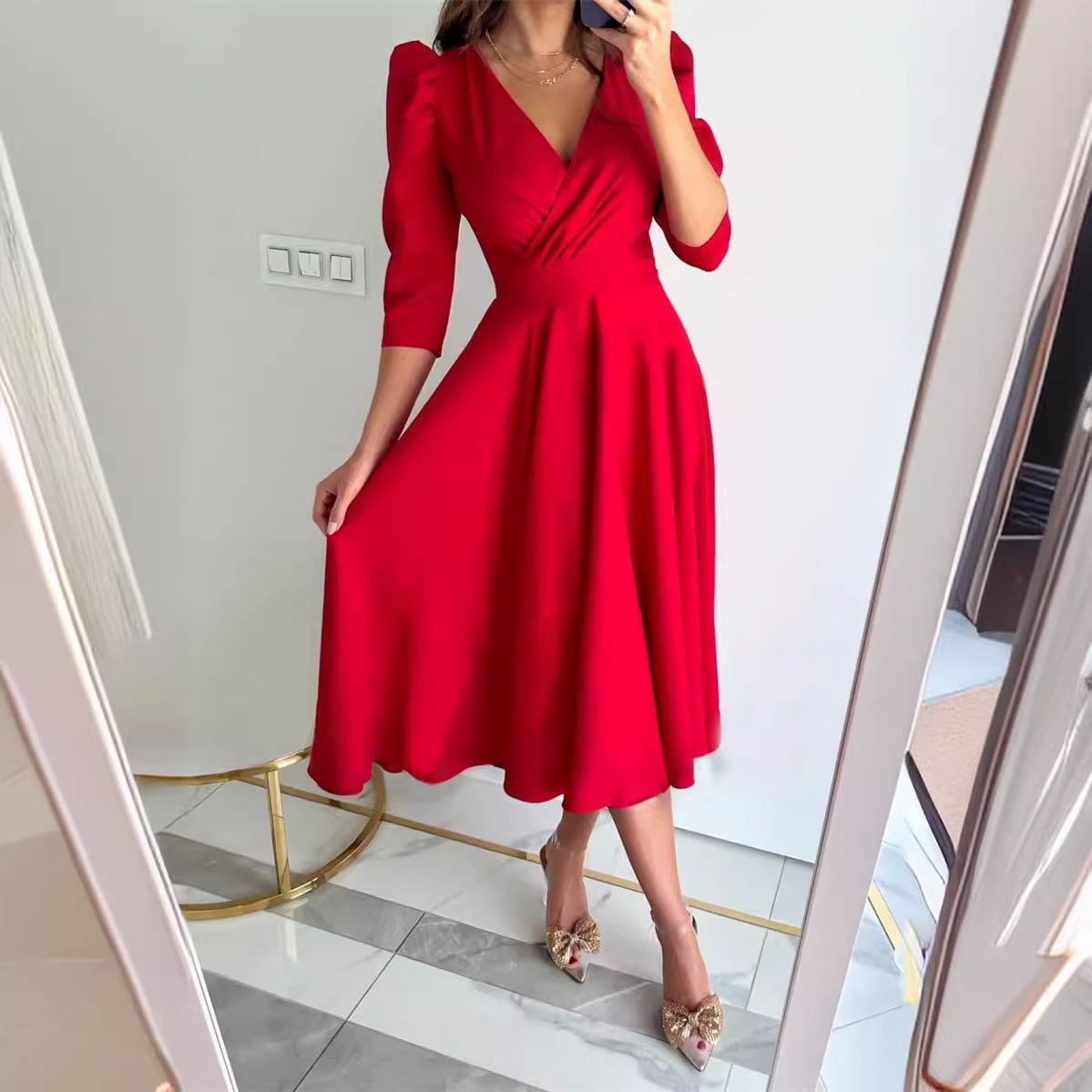 Damen Elegantes Midi Kleid Stalluxe