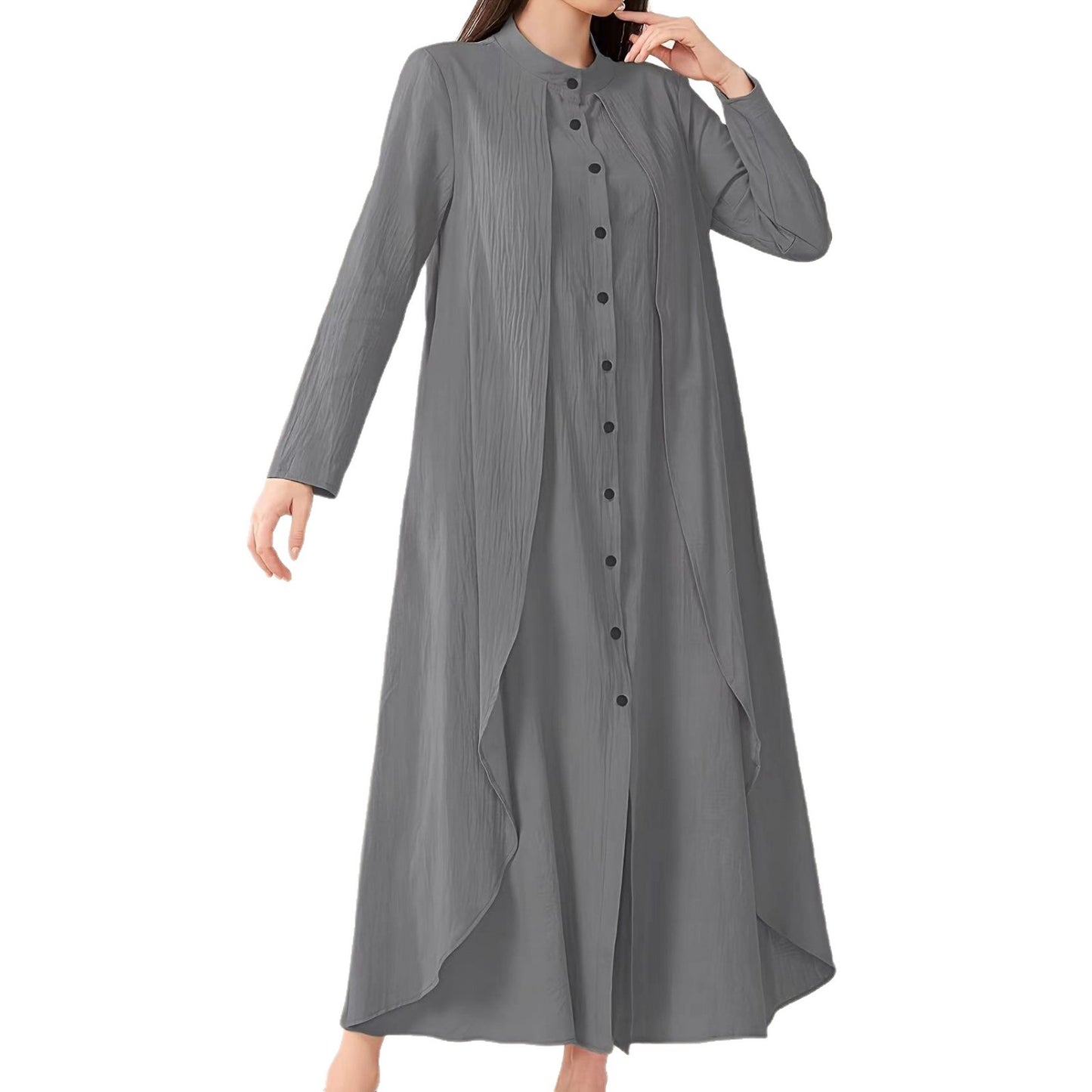 Damen Midi-Kleid mit fließendem Schnitt und Knopfleiste Stalluxe