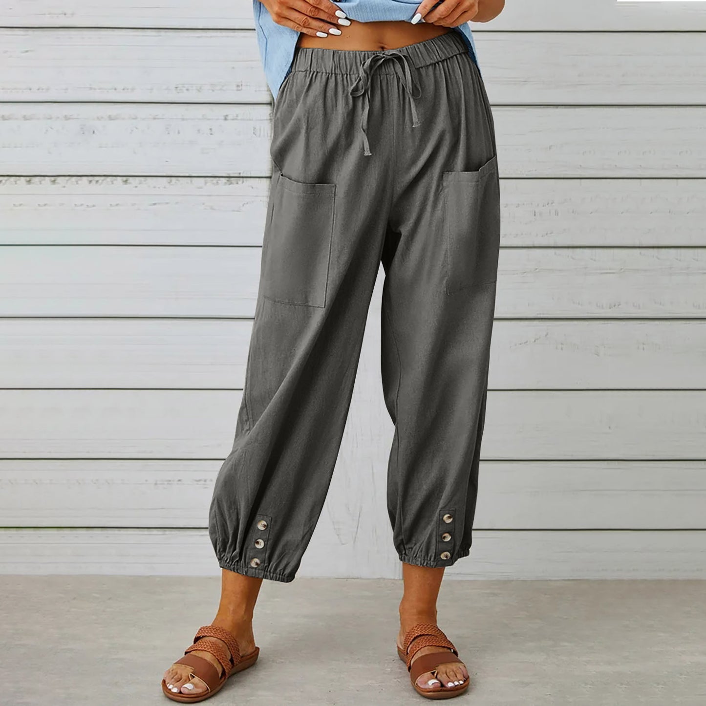 Damen modische Freizeit-Hose mit praktischen Taschen und elastischen Bündchen Stalluxe