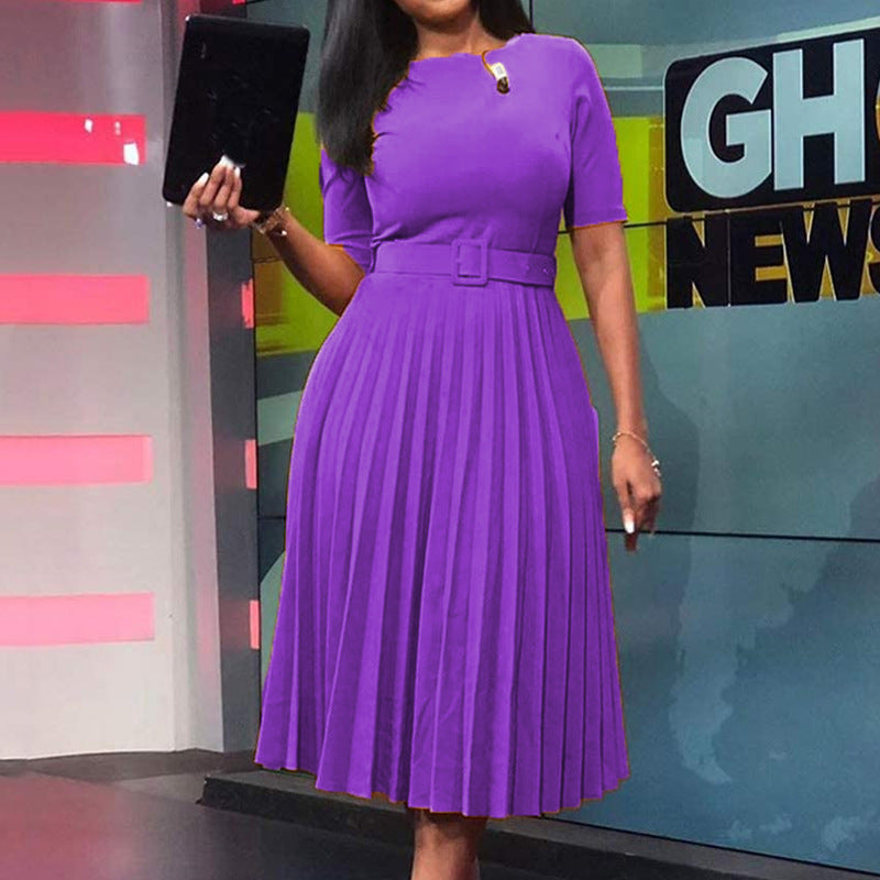 Damen Midi-Kleid mit figurschmeichelndem Gummizug und schickem Taillengürtel Stalluxe