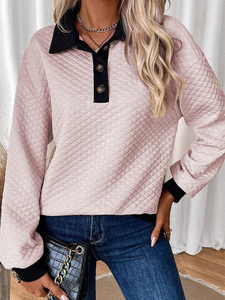 Damen stylischer und bequemer Sweatshirt mit Kragen Stalluxe